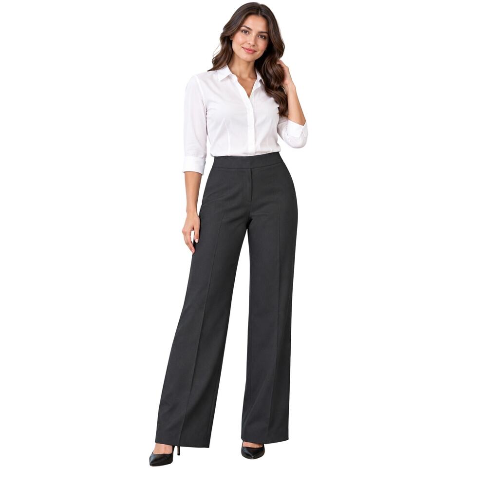 NWT sz 12 100 % wool wide leg black dress career business work pants comfort NEW